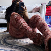 Colorful Stripes Fluffy Personalized Woolen Pants