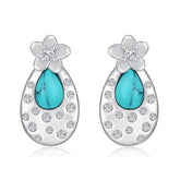 Turquoise Cherry Blossom 925 Sterling Silver Stud Earrings