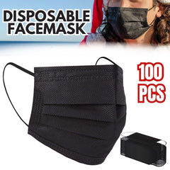 100 PCS Face Mask Non Medical Surgical Disposable 3Ply Black