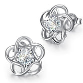 Sterling Silver Women's Flower Stud Earrings Jewelry