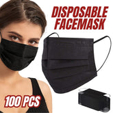 100 PCS Face Mask Non Medical Surgical Disposable 3Ply Black