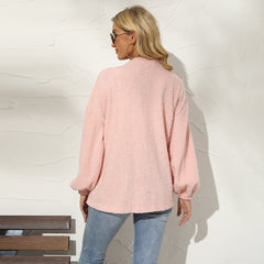 Solid Color Little Teddy Plush Cardigan Women's Casual Jacket Women