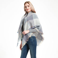Autumn And Winter Ribbon Large Plaid Triangle Scarf Women's Shawl
