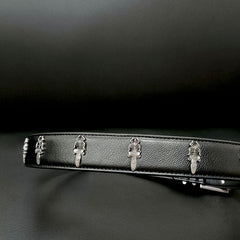 Cowhide Carved Roller Handmade 925 Sterling Silver Sword Retro Punk Belt