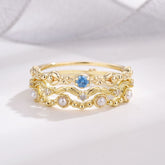 Japanese Same Style Aquamarine Pearl Ring For Women