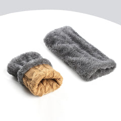 Winter Plush Gloves Twist Knitted Fingerless Fleece Gloves