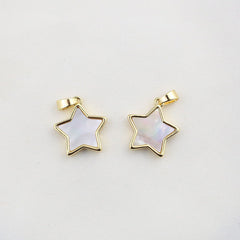 18K Gold-plated Color Retention Brass Plated White Shell Hanging Piece Pendant DIY Ornament Accessories