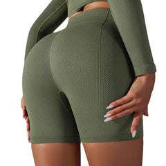 Women's Fashion Seamless Solid Color High Waisted Shorts