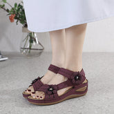 Synthetic Leather European And American Sandals Women's Casual Mom Shoes Plus Size Wedge Sandals