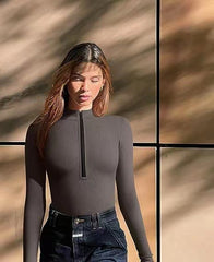 Women's Fashion Long-sleeve Zipper Jumpsuit