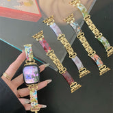 Gold Buckle Resin Stitching Metal Strap