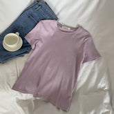 Women's Solid Color Short-sleeved T-shirt Slim-fit Crop-top