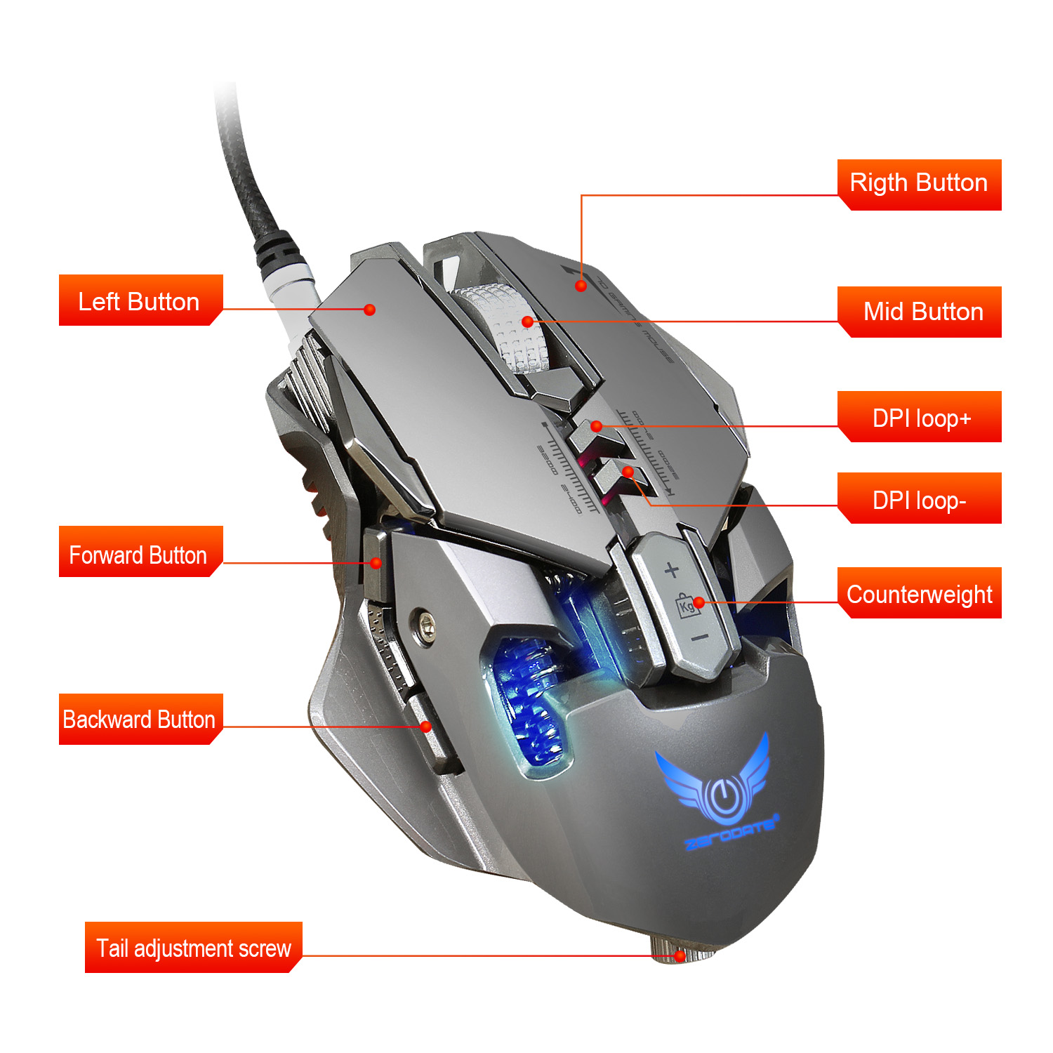 Gaming mechanical wired gaming mouse