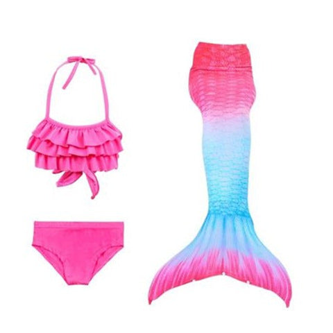 Girls Mermaid Tail Cosplay Swimsuit The Little Mermaid Costume Bathing Suit Dress Halloween Party With Flipper Monofin