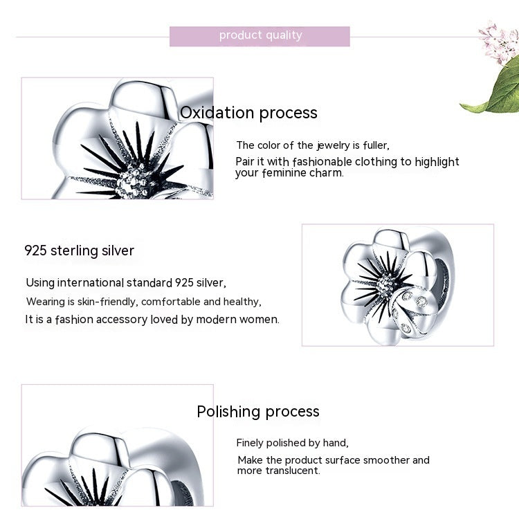 S925 Silver Flower Silicone Positioning Spacer Beads Temperament Girl Diy All-match Jewelry Accessories