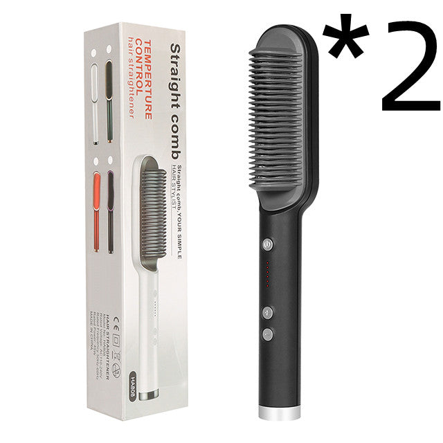 New 2 In 1 Hair Straightener Hot Comb Negative Ion Curling Tong Dual-purpose Electric Hair Brush