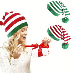 Christmas Knitted Woolen Cap Red And Green