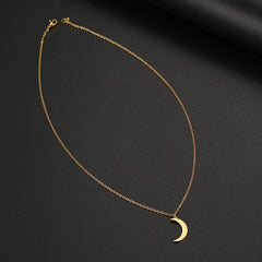 Women's Fashion Simple Stainless Steel Moon Pendant Necklace