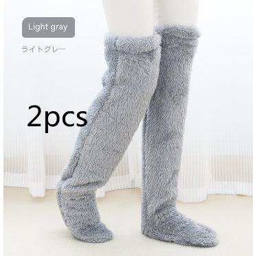 Over Knee High Fuzzy Long Socks Winter Warm Cold Leg Knee