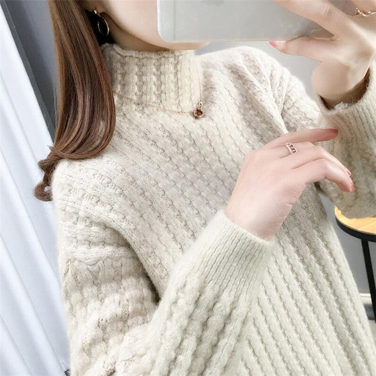 Fashionable Cable-knit Turtleneck Sweater For Women