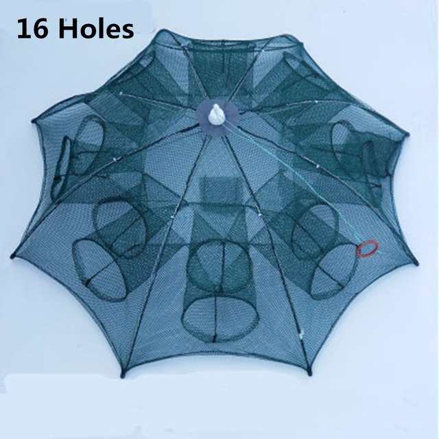 Strengthened 4-20 Holes Automatic Fishing Net Shrimp Cage Nylon Foldable Fish Trap Cast Net Cast Fold Crab Trap Fishing Network