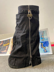 Thick-soled Denim Skirt With Shark Women's Round Toe Boots