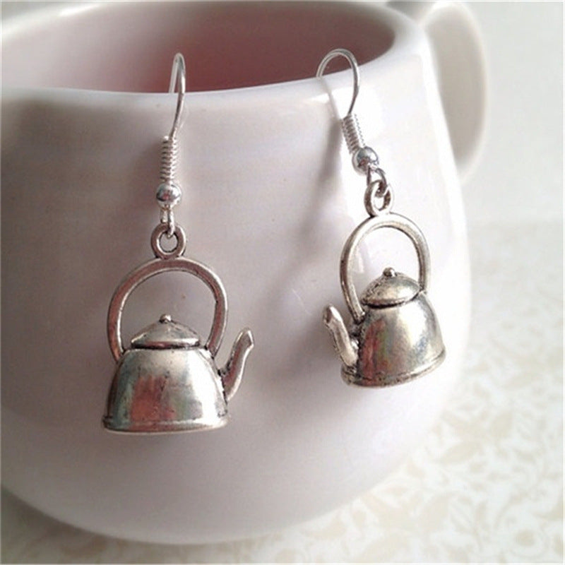 Teapot Earrings Ear Hook Kettle Gourmet Coffee Lovers Barista Foreign Trade Wholesale