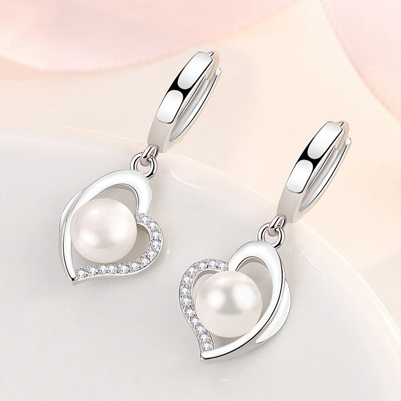 Women's Pearl Earrings Heart-shaped Geometric