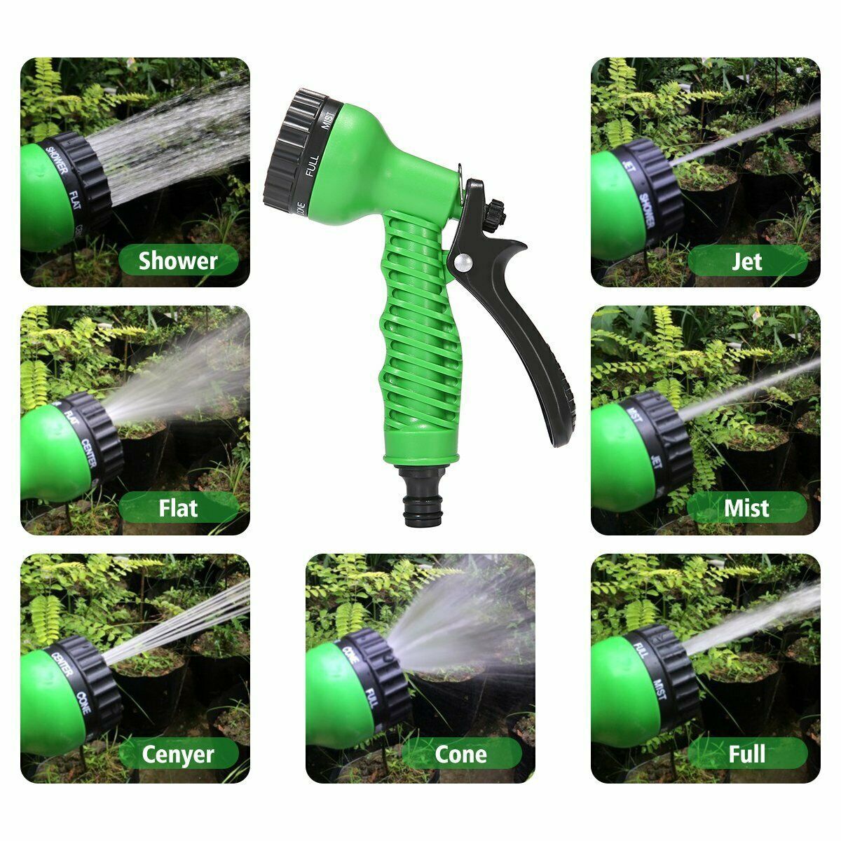 7Function Spray Nozzle 100FT Water Hose Gun Multi Pattern Garden Adjustable Mist