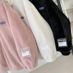 Faux Seto Fur Lamb Wool Plush Coat Female Fleece-lined Thickened Student Korean Style Loose All-matching