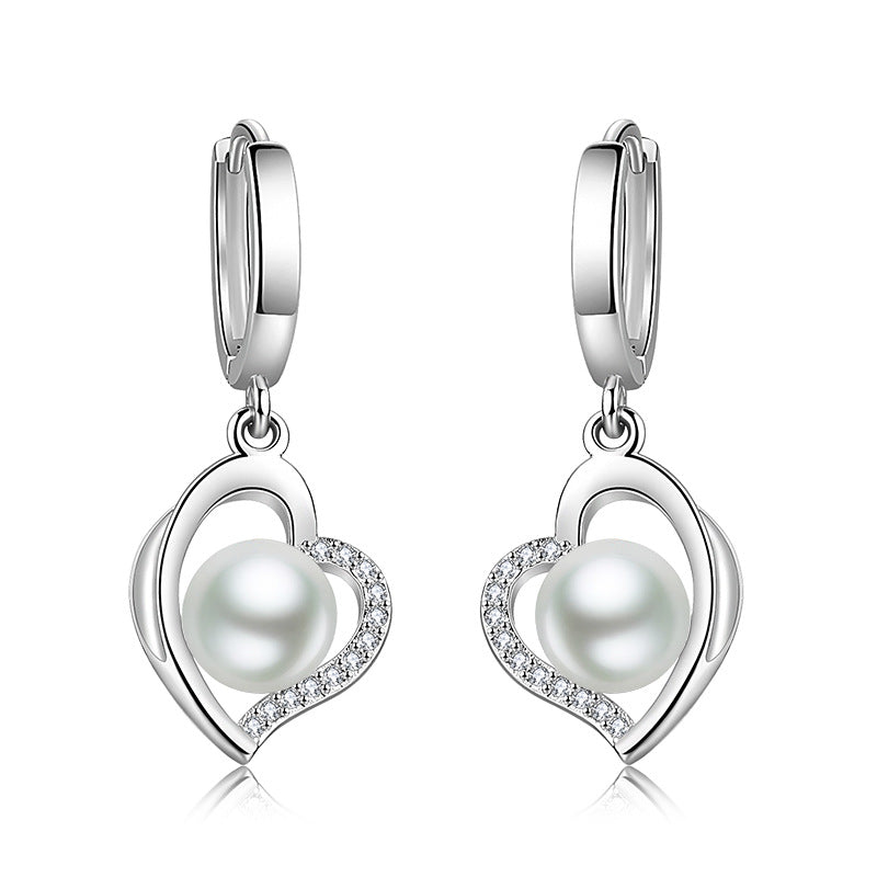 Women's Pearl Earrings Heart-shaped Geometric