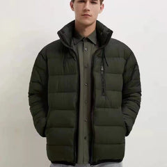 Men's Technology Fabric Stand Collar Waterproof Quilted Cotton-padded Jacket
