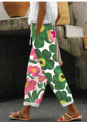 Women's Cotton And Linen Printing Paste Bags Casual Pants