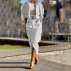 European And American Leisure Workwear Elegant Button Belt Suit Skirt