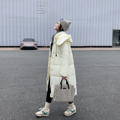 Loose Thick Long Stand-up Collar Hoodie Padded Coat Cotton-padded Coat