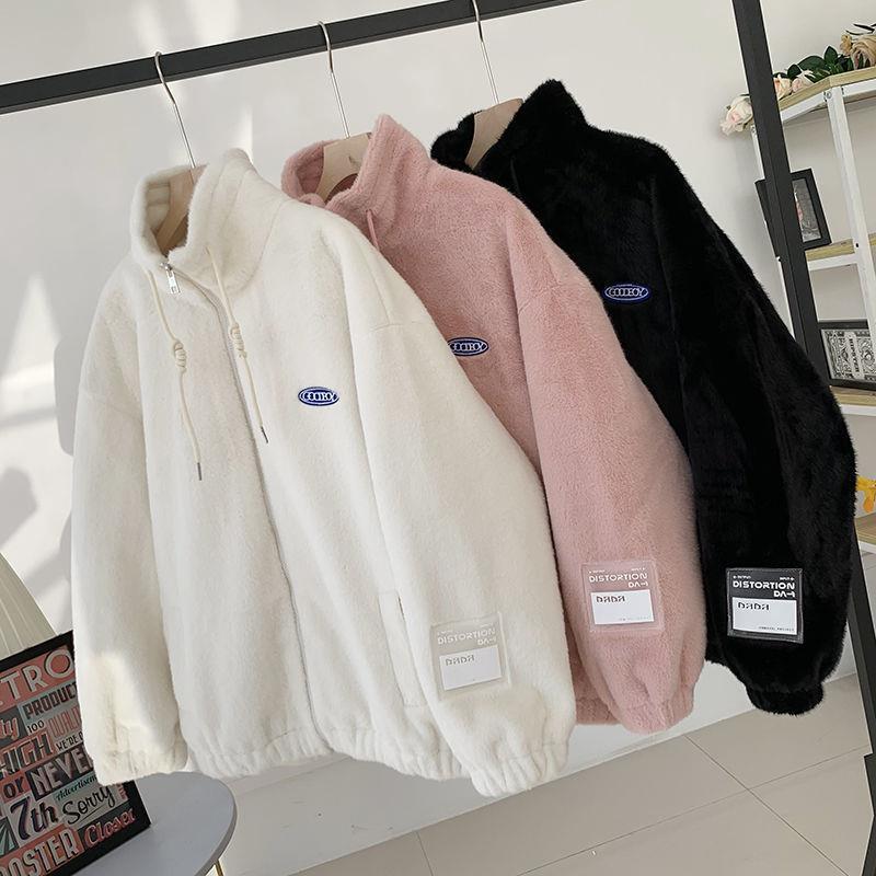 Faux Seto Fur Lamb Wool Plush Coat Female Fleece-lined Thickened Student Korean Style Loose All-matching