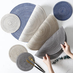 6pcs Round Table Mat Woven