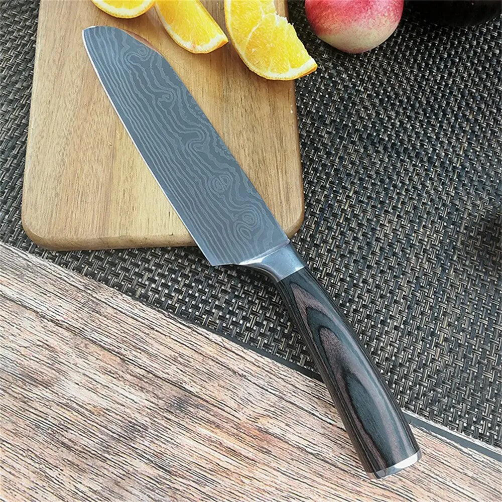 Carbon Steel 7 Inch Santoku Kitchen Knife