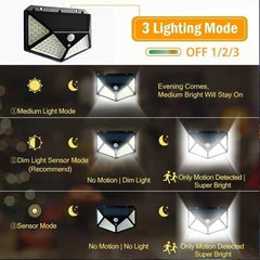 1/2/4/6Pcs 100 LED Solar Wall Lights Outdoo Lamp PIR Motion