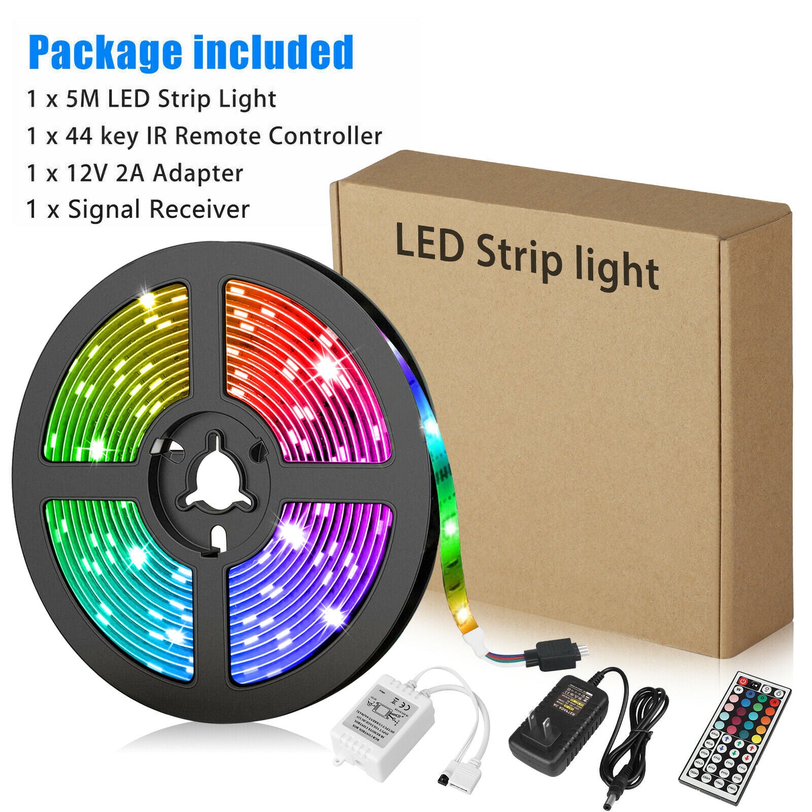 16.4FT RGB Flexible 300LED Strip Light SMD Remote Fairy Lights