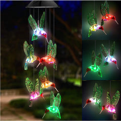 Outdoor Solar Wind Chime Lamp Hummingbird Butterfly Ball Wind Chime Garden Decoration