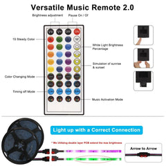 Led Strip Lights 5050 RGB Bluetooth Room Light Color Changing with Remote