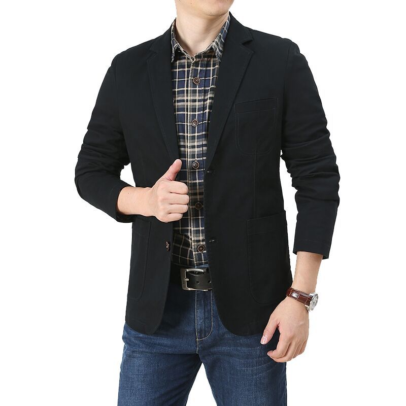 Men's Loose Solid Color Thin Work Coat