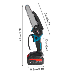 6in 3000W Mini Cordless Chainsaw Electric One Hand Saw Wood Cutter 2 Batteries