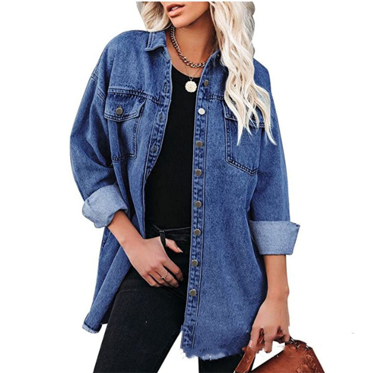 Women's Pure Blue Commuter Casual Denim Jacket