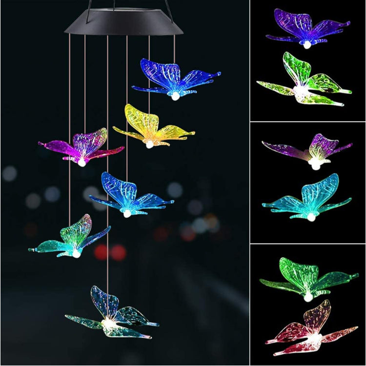 Outdoor Solar Wind Chime Lamp Hummingbird Butterfly Ball Wind Chime Garden Decoration