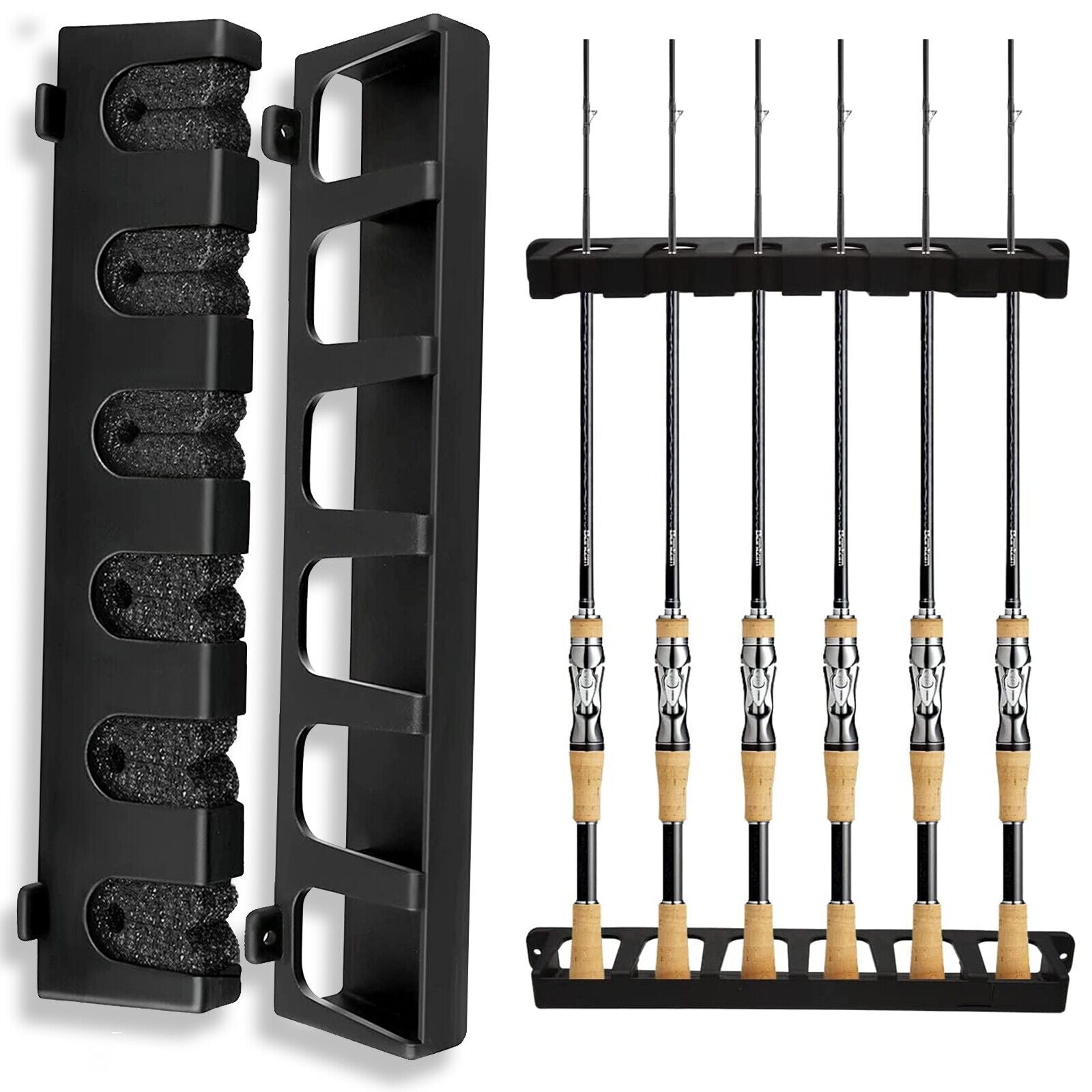 Fishing Rod Rack Vertical Holder Horizontal Wall Mount Boat Pole Stand Storage