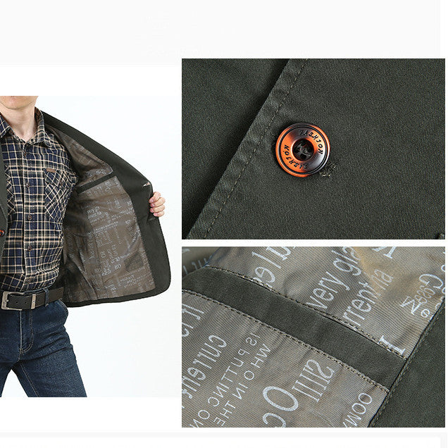 Men's Loose Solid Color Thin Work Coat