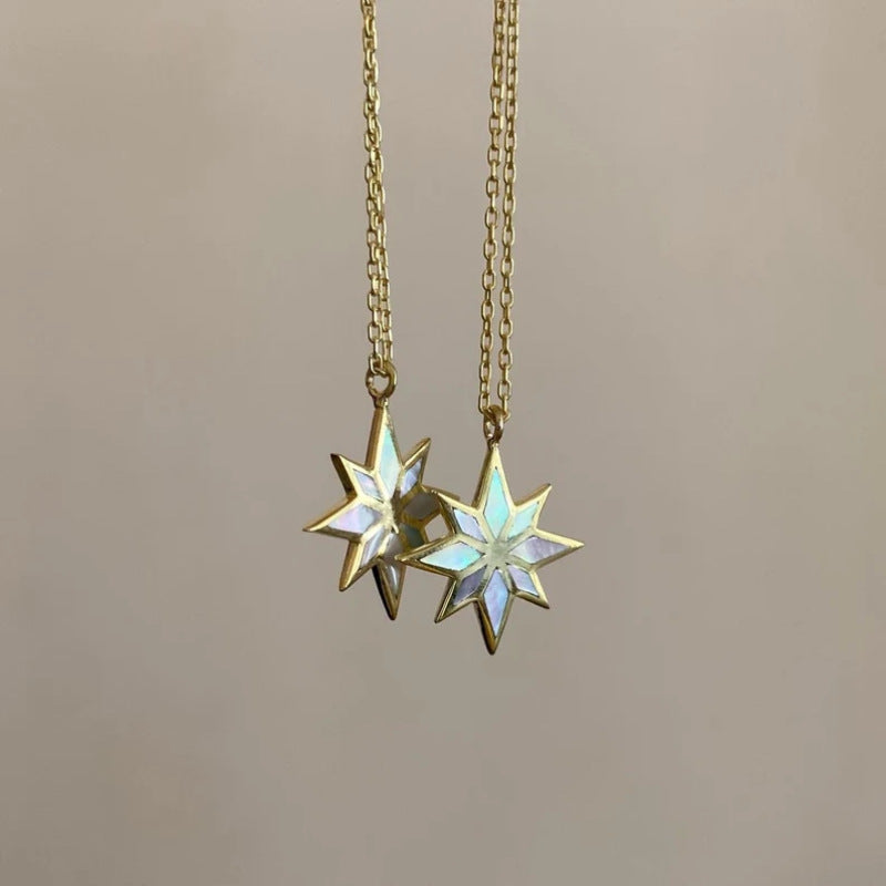 18K Gold Six Pointed Star Clavicle Chain