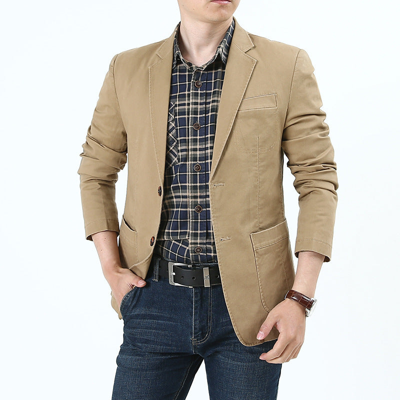 Men's Loose Solid Color Thin Work Coat